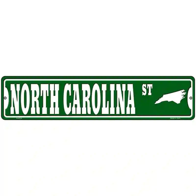 North Carolina St Silhouette Novelty Metal Street Sign 18" x 4" (K)