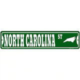 North Carolina St Silhouette Novelty Metal Street Sign 18" x 4" (K)