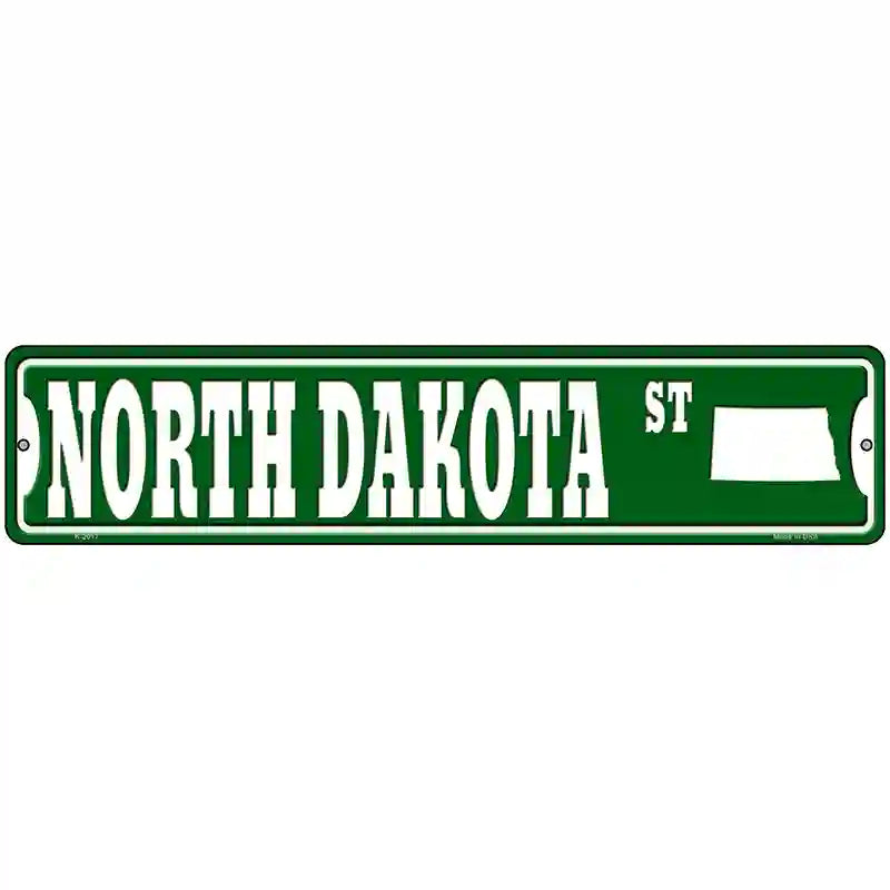 North Dakota St Silhouette Novelty Metal Street Sign 18" x 4" (K)