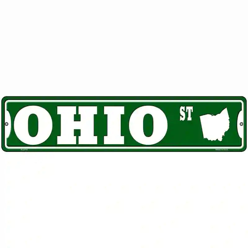 Ohio St Silhouette Novelty Metal Street Sign 18" x 4" (K)