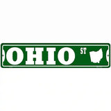 Ohio St Silhouette Novelty Metal Street Sign 18" x 4" (K)