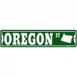 Oregon St Silhouette Novelty Metal Street Sign 18" x 4" (K)