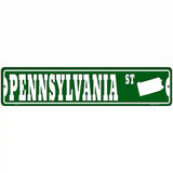 Pennsylvania St Silhouette Novelty Metal Street Sign 18" x 4" (K)