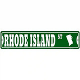 Rhode Island St Silhouette Novelty Metal Street Sign 18" x 4" (K)