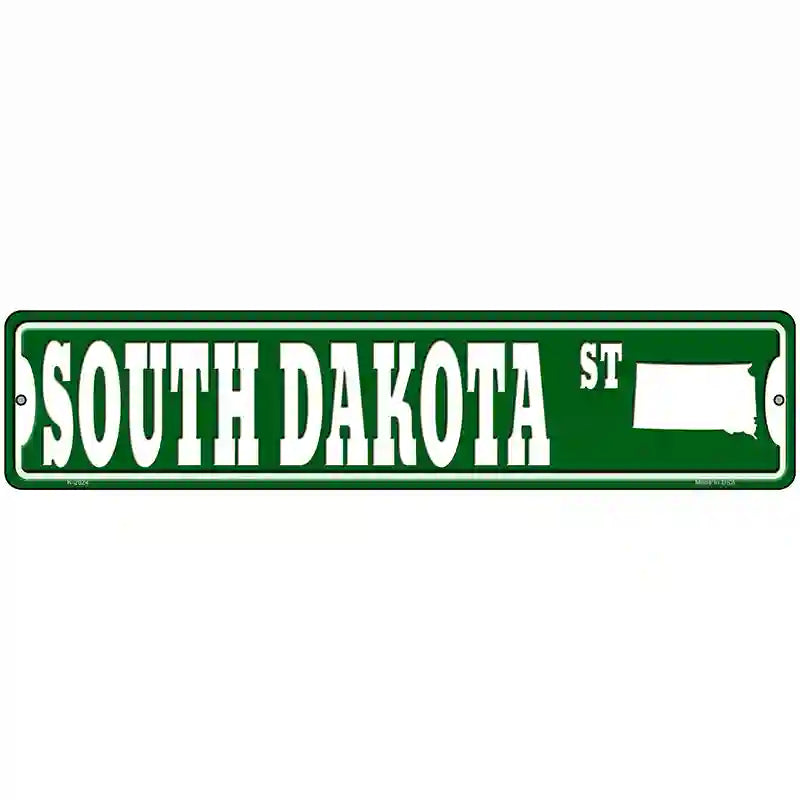 South Dakota St Silhouette Novelty Metal Street Sign 18" x 4" (K)