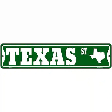 Texas St Silhouette Novelty Metal Street Sign 18" x 4" (K)