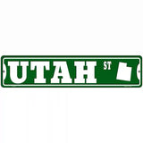 Utah St Silhouette Novelty Metal Street Sign 18" x 4" (K)