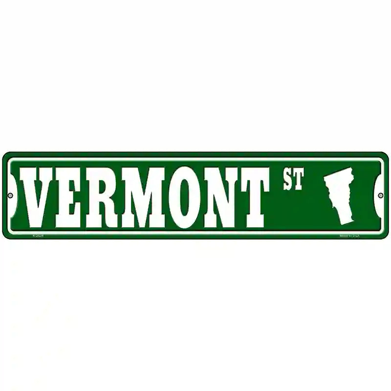 Vermont St Silhouette Novelty Metal Street Sign 18" x 4" (K)