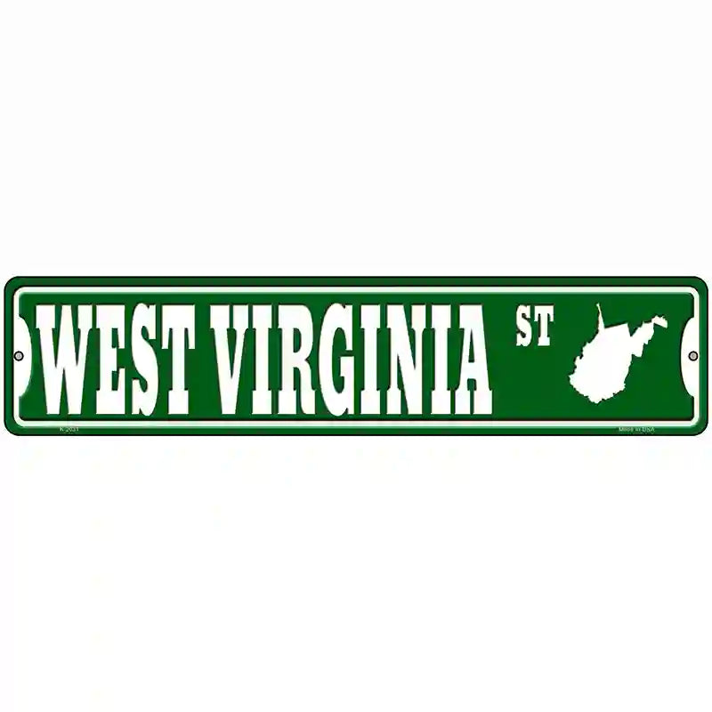 West Virginia St Silhouette Novelty Metal Street Sign 18" x 4" (K)