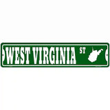 West Virginia St Silhouette Novelty Metal Street Sign 18" x 4" (K)