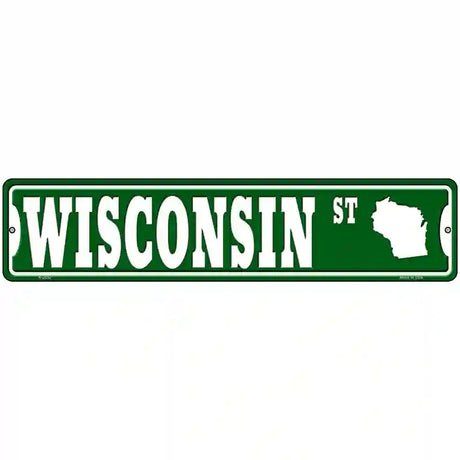 Wisconsin St Silhouette Novelty Metal Street Sign 18" x 4" (K)