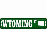 Wyoming St Silhouette Novelty Metal Street Sign 18" x 4" (K)