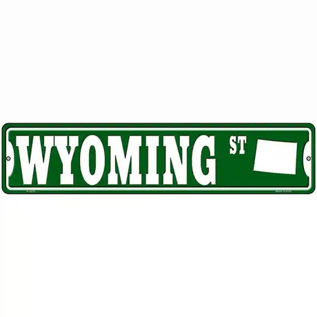 Wyoming St Silhouette Novelty Metal Street Sign 18" x 4" (K)