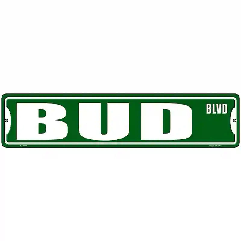 Bud Blvd Novelty Metal Street Sign 18" x 4" (K)