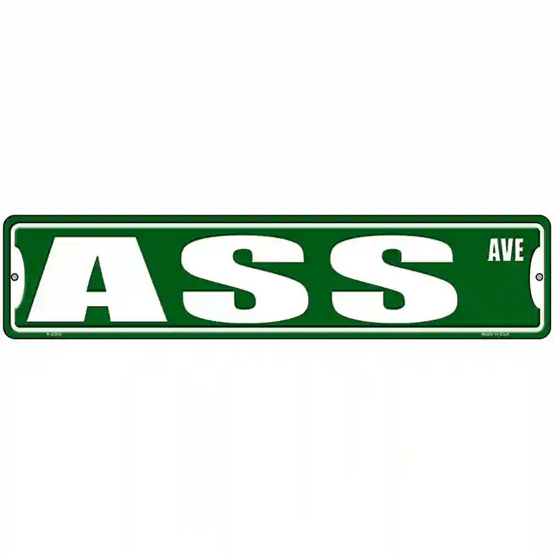 Ass Avenue Novelty Metal Street Sign 18" x 4" (K)