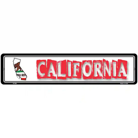 California State Outline Novelty Metal Vanity Street Sign 18" x 4" (K)