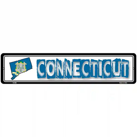 Connecticut State Outline Novelty Metal Vanity Street Sign 18" x 4" (K)