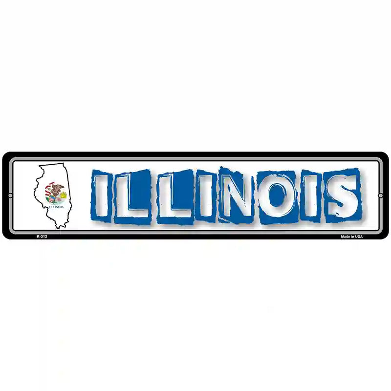 Illinois State Outline Novelty Metal Vanity Street Sign 18" x 4" (K)