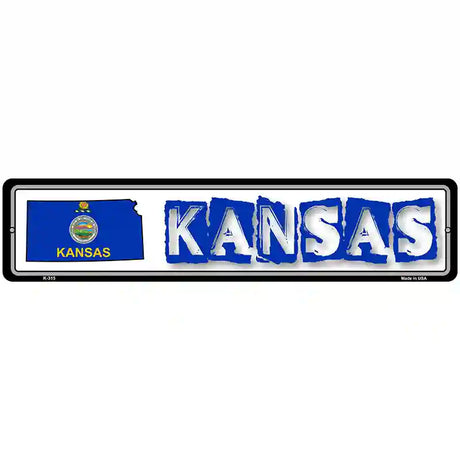 Kansas State Outline Novelty Metal Vanity Street Sign 18" x 4" (K)