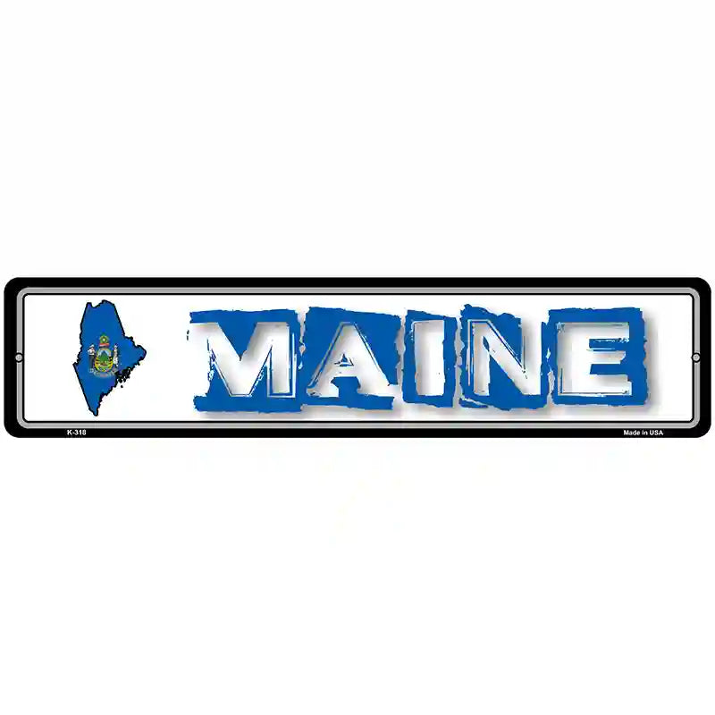 Maine State Outline Novelty Metal Vanity Street Sign 18" x 4" (K)