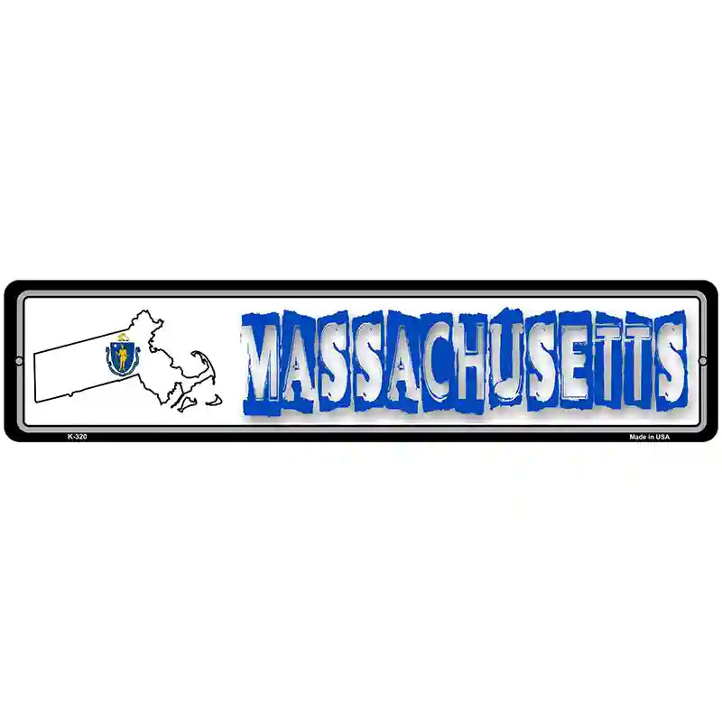 Massachusetts State Outline Novelty Metal Vanity Street Sign 18" x 4" (K)