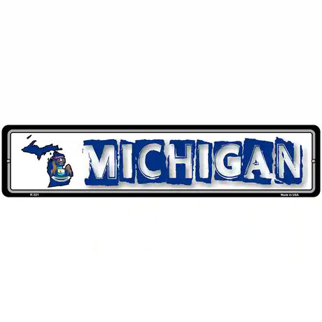 Michigan State Outline Novelty Metal Vanity Street Sign 18" x 4" (K)