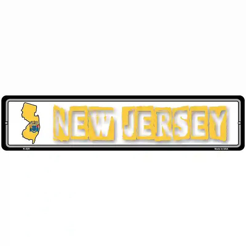 New Jersey State Outline Novelty Metal Vanity Street Sign 18" x 4" (K)