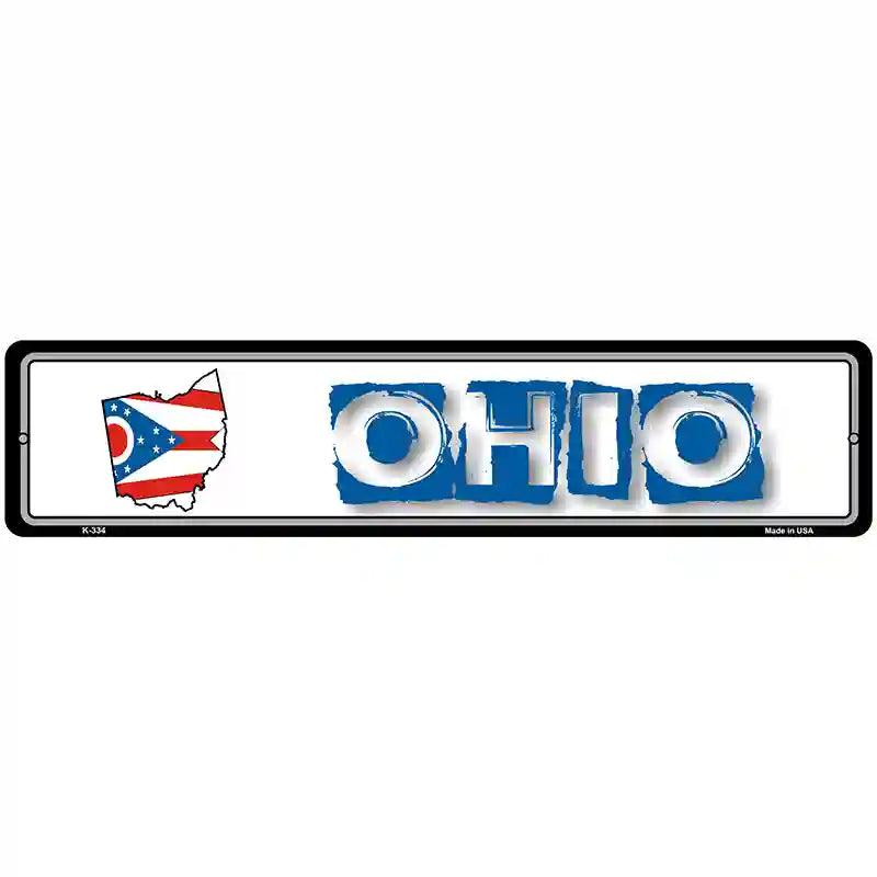 Ohio State Outline Novelty Metal Vanity Street Sign 18" x 4" (K)