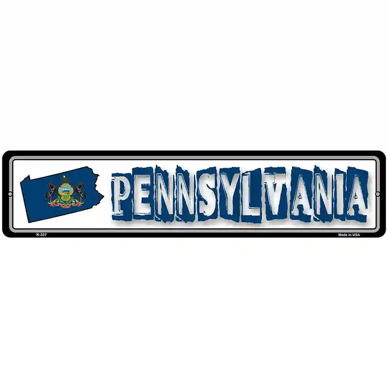 Pennsylvania State Outline Novelty Metal Vanity Street Sign 18" x 4" (K)