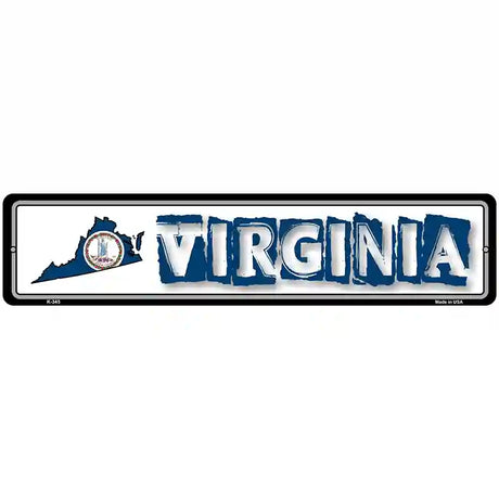 Virginia State Outline Novelty Metal Vanity Street Sign 18" x 4" (K)