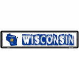 Wisconsin State Outline Novelty Metal Vanity Street Sign 18" x 4" (K)