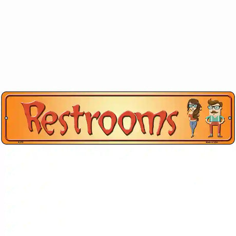 Restrooms Orange Metal Novelty Street Sign 18" x 4" (K)