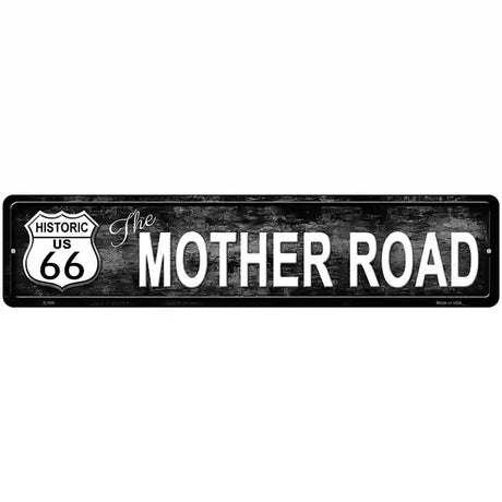 Route 66 Mother Road Black Metal Novelty Street Sign 18" x 4" (K)