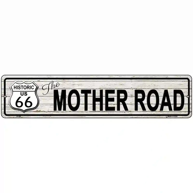 Route 66 Mother Road Grey Metal Novelty Street Sign 18" x 4" (K)