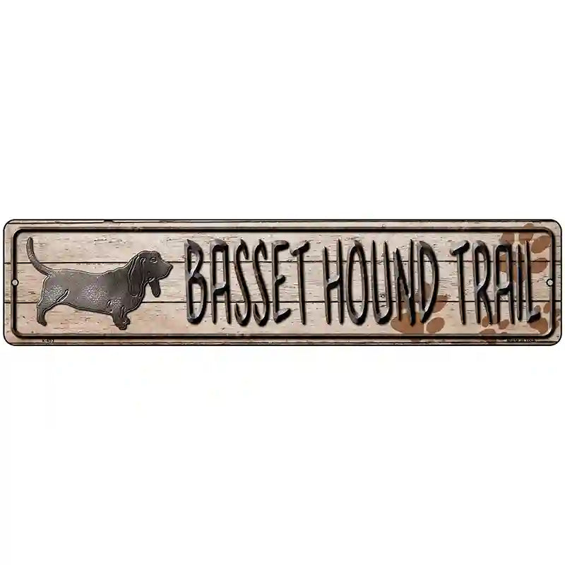 Basset Hound Trail Novelty Metal Street Sign 18" x 4" (K)