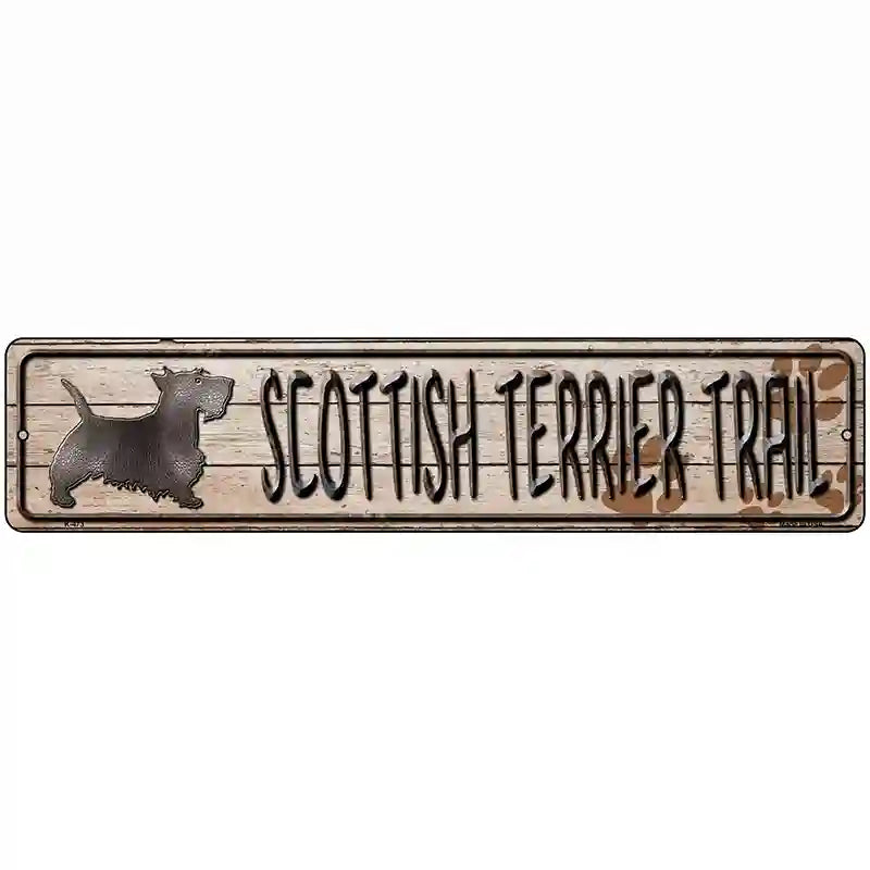 Scottish Terrier Trail Novelty Metal Street Sign 18" x 4" (K)