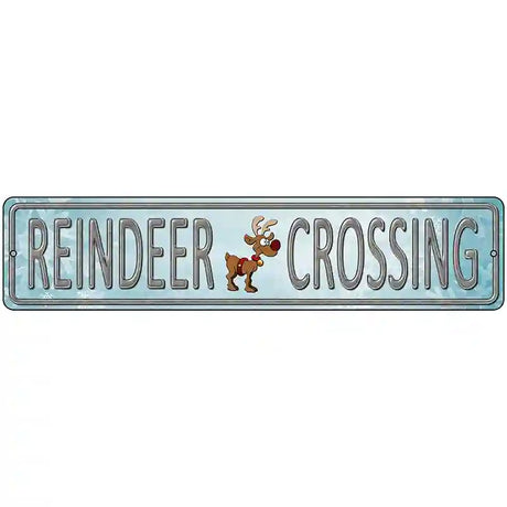 Reindeer Crossing Novelty Metal Street Sign 18" x 4" (K)