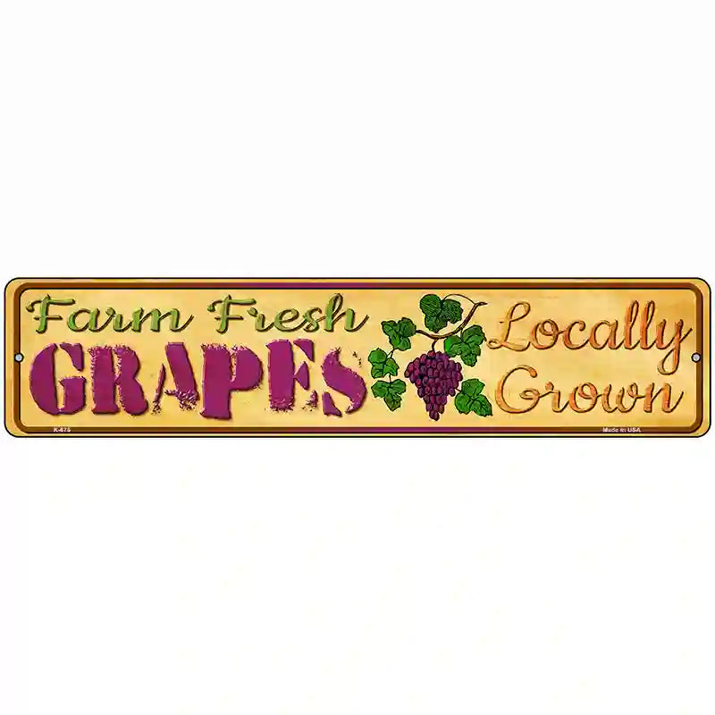 Farm Fresh Grapes Novelty Metal Street Sign 18" x 4" (K)