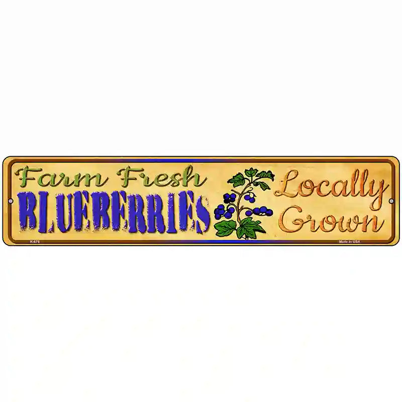 Farm Fresh Blueberries Novelty Metal Street Sign 18" x 4" (K)