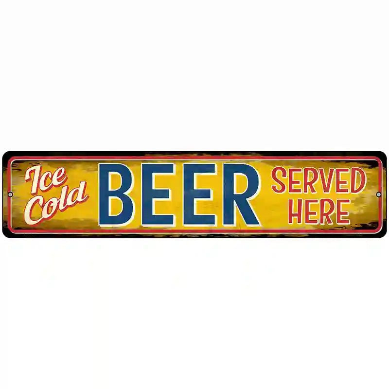 Ice Cold Beer Served Here Novelty Street Sign 18" x 4" (K)