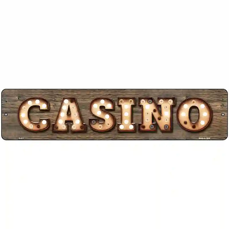 Casino Bulb Lettering Novelty Metal Street Sign 18" x 4" (K)