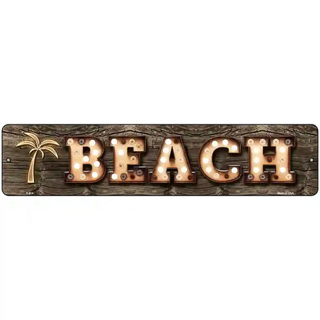 Beach Palm Tree Bulb Lettering Novelty Metal Street Sign 18" x 4" (K)