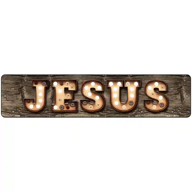 Jesus Bulb Lettering Novelty Metal Street Sign 18" x 4" (K)