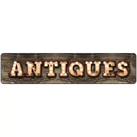 Antiques Bulb Lettering Novelty Metal Street Sign 18" x 4" (K)