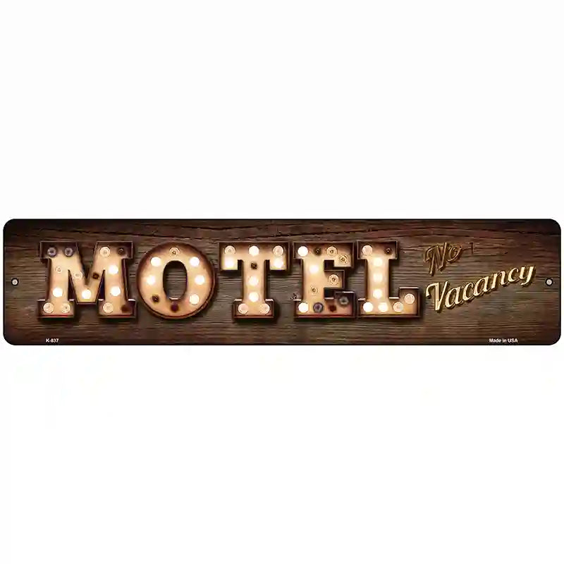 Motel No Vacancy Bulb Lettering Novelty Metal Street Sign 18" x 4" (K)