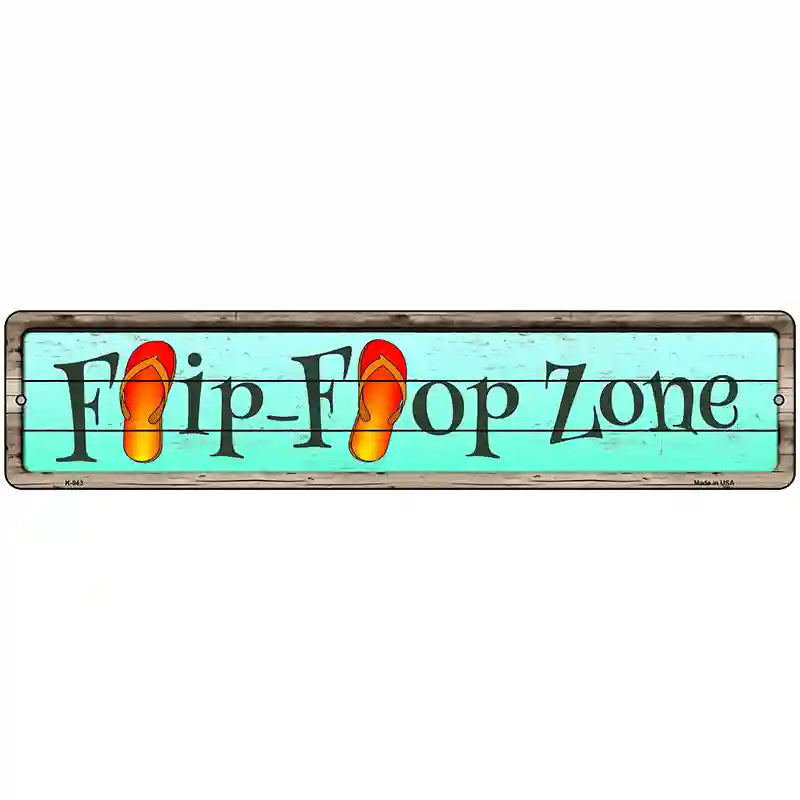 Orange Flip Flop Zone Novelty Metal Street Sign 18" x 4" (K)