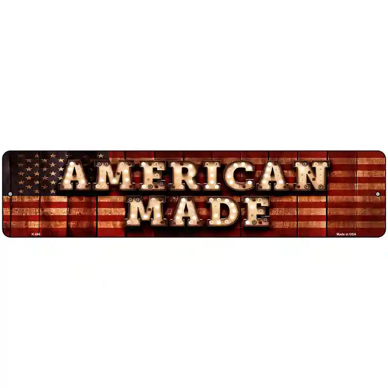 American Made Bulb Lettering American Flag Novelty Metal Street Sign 18" x 4" (K)