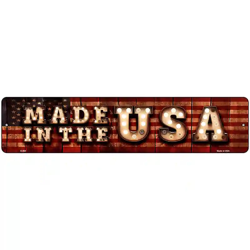 Made in the USA Bulb Lettering American Flag Novelty Metal Street Sign 18" x 4" (K)