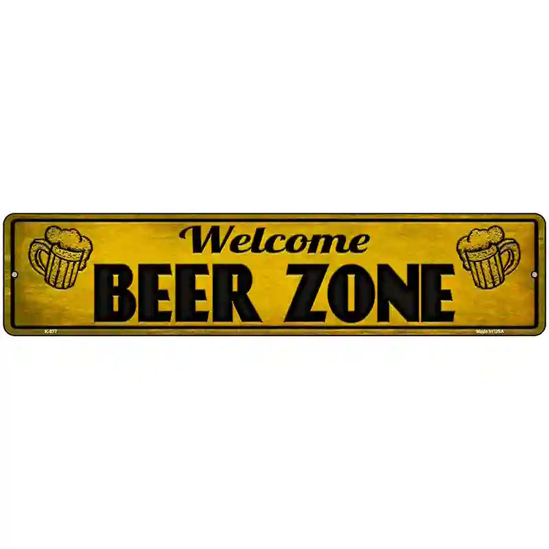 Welcome Beer Zone Novelty Metal Street Sign 18" x 4" (K)