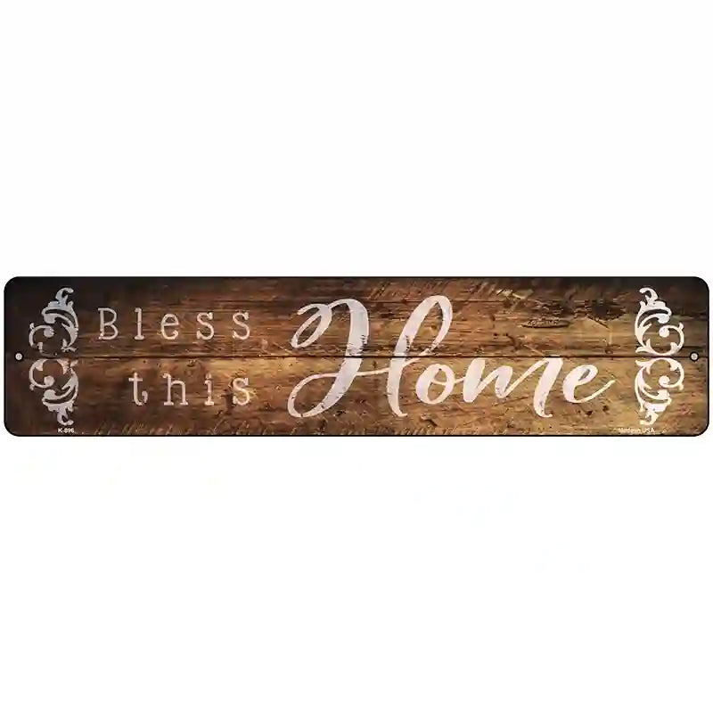 Bless This Home Wood Silhouette Novelty Metal Street Sign 18" x 4" (K)